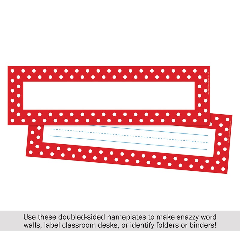 Barker Creek Double-Sided Desk Nameplates & Bulletin Board Signs, Red & White Dots, Multi-Purpose Desk Nameplates, Bulletin Board Signs, Word Walls and More! 3.5 x 12, Pack of 36 (1429) - Image 3